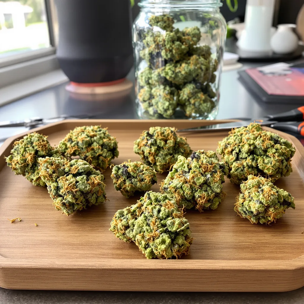 Durban Poison 50% indica / 90% sativa — flor con tricomas visibles