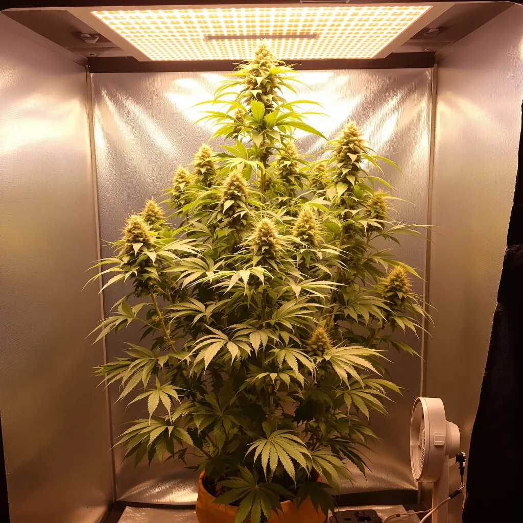 Planta de cannabis Durban Poison en fase de floración — 60-100 cm autofloración