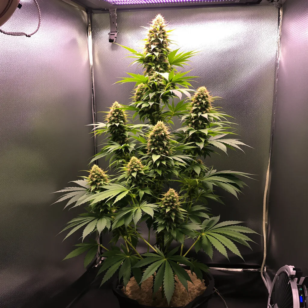 Planta de cannabis Durban Poison en fase de floración — 150-200 cm feminizada