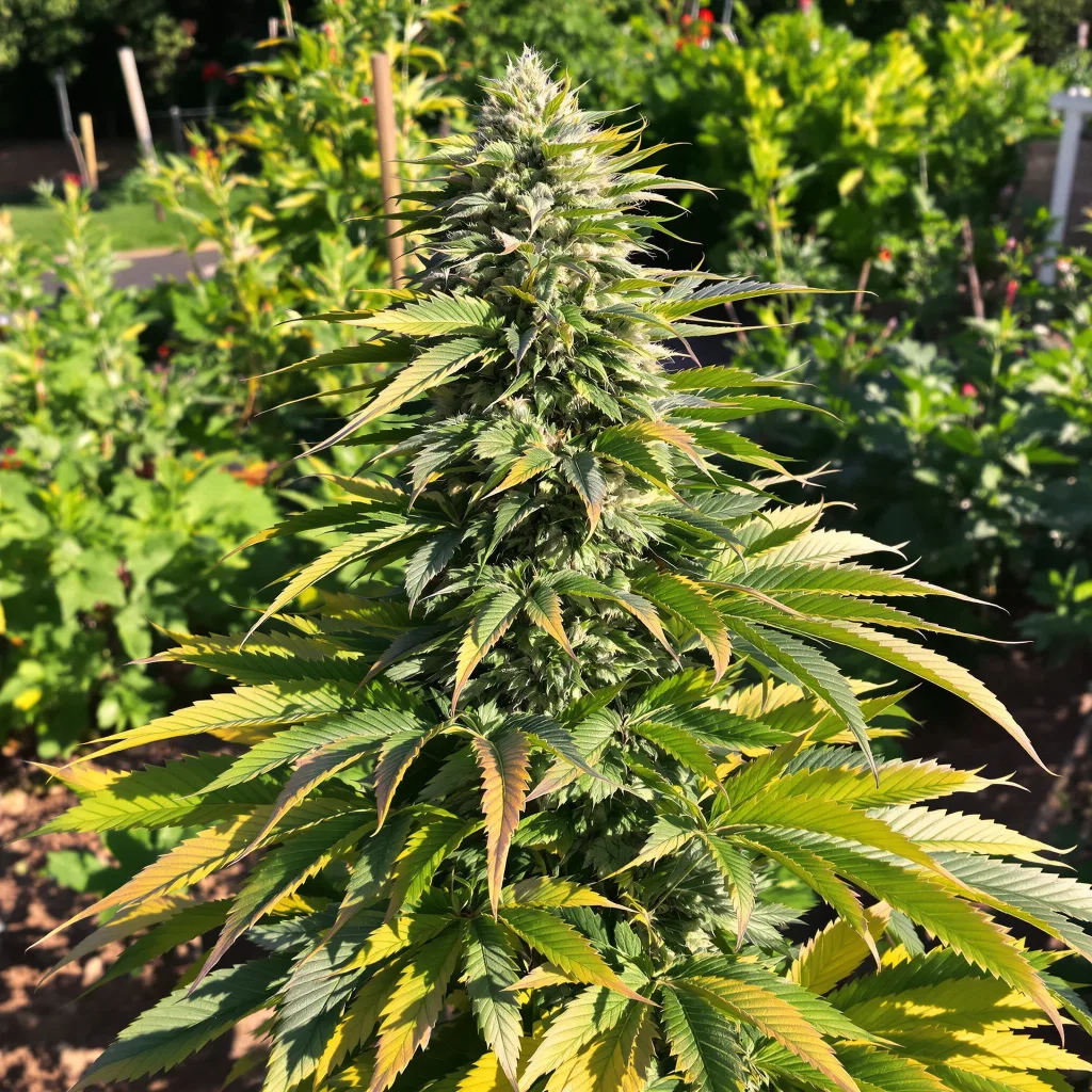Dutch Kush 70% indica / 30% sativa — flor con tricomas visibles