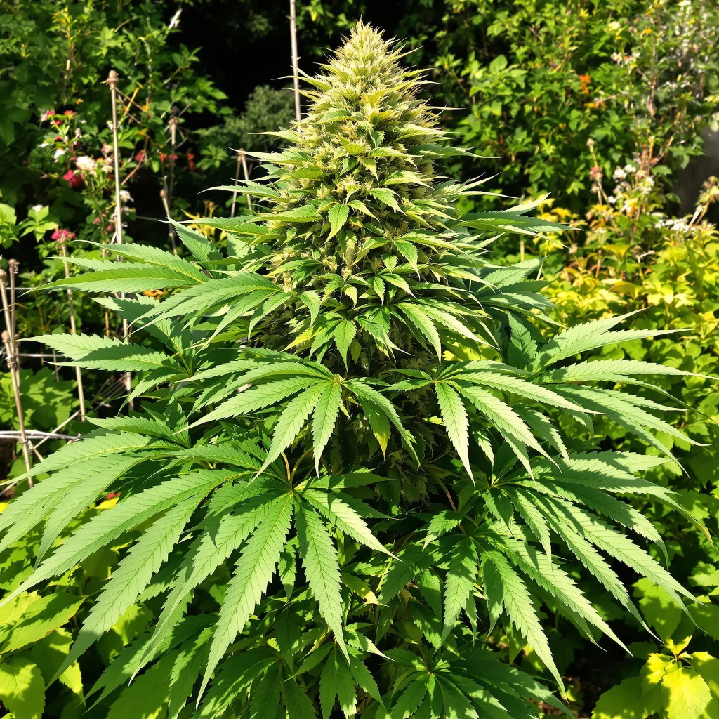 Dutch Treat 68% indica / 32% sativa — flor con tricomas visibles