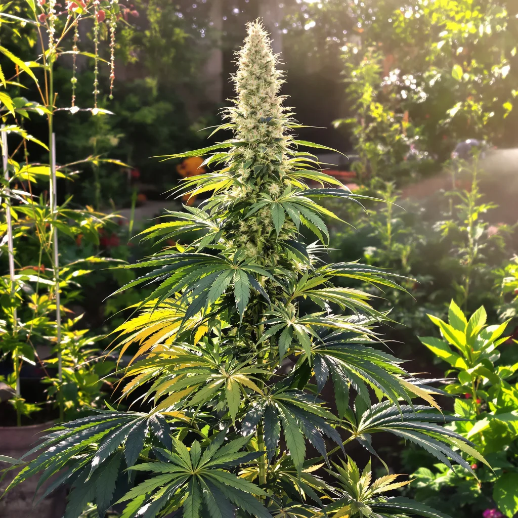 Dynamite Diesel 19% indica / 81% sativa — flor con tricomas visibles