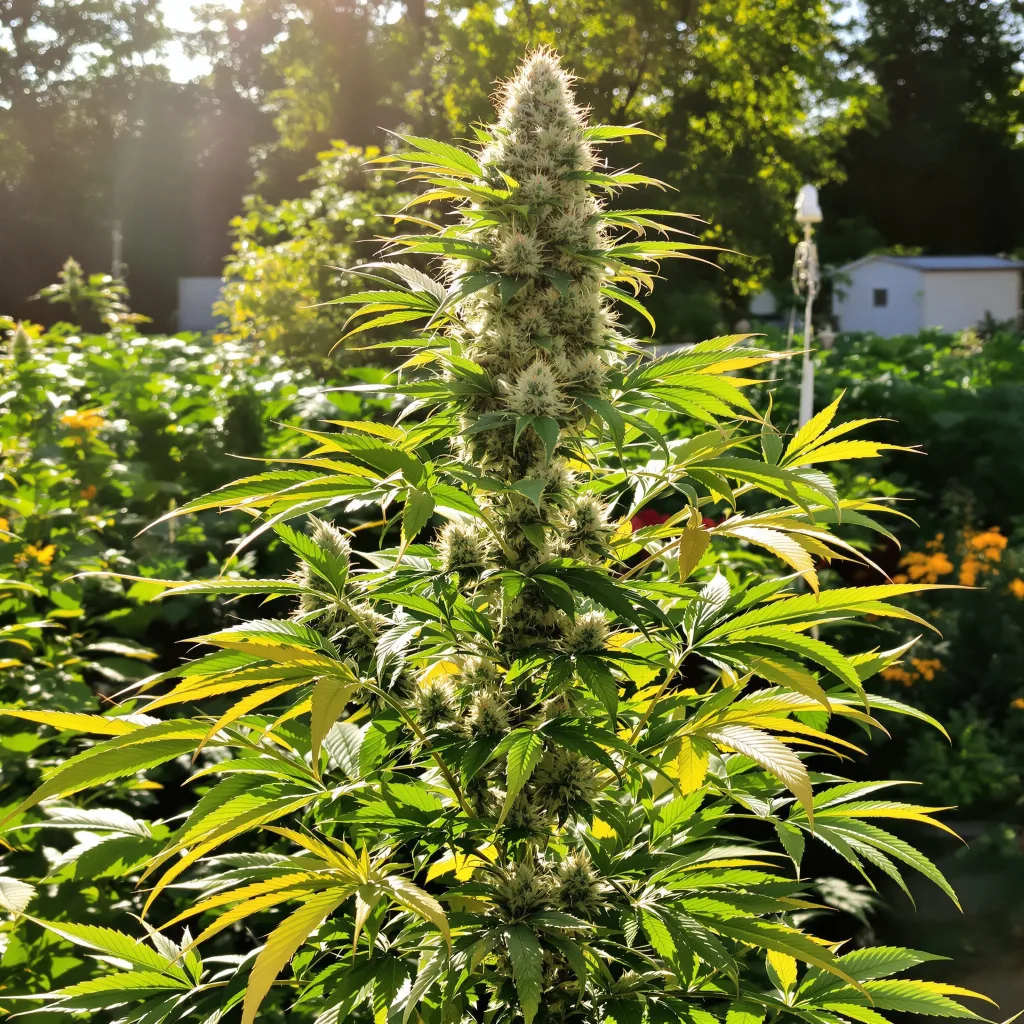 Early Miss 45% indica / 55% sativa — flor con tricomas visibles