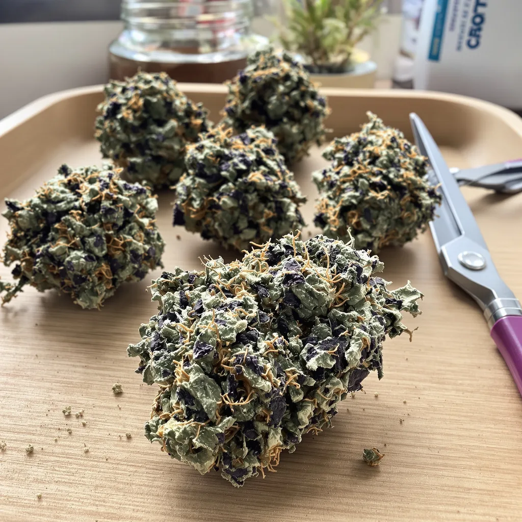 Early Skunk 67% indica / 33% sativa — flor con tricomas visibles