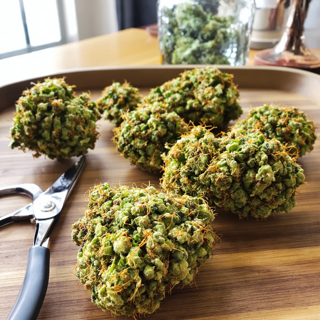 East Coast Sour Diesel 24% indica / 76% sativa — flor con tricomas visibles