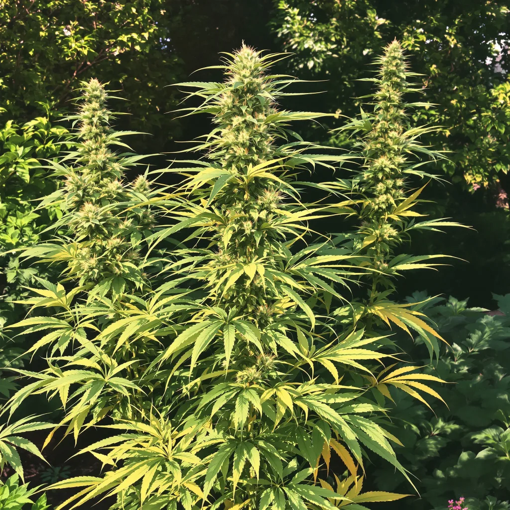 East Coast Sour Diesel 24% indica / 76% sativa — flor con tricomas visibles