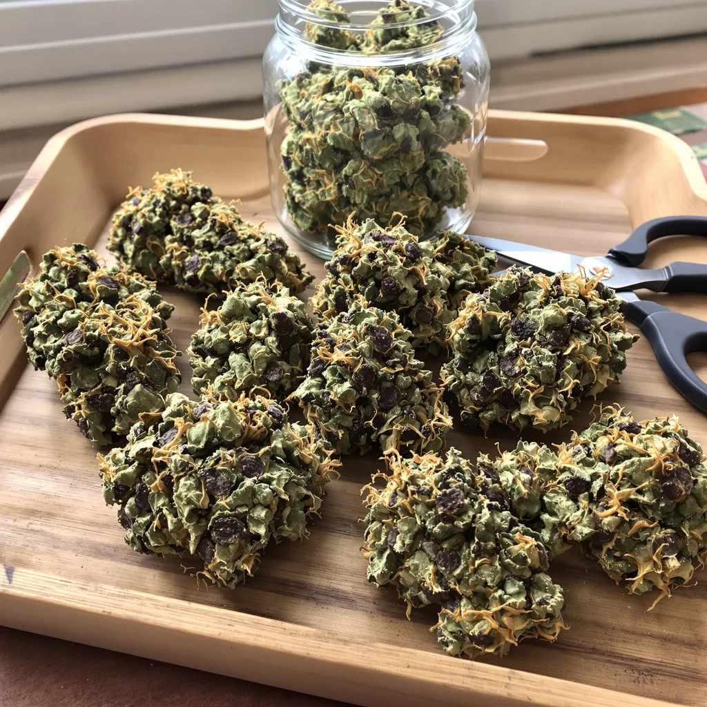 Ecto Cooler 77% indica / 23% sativa — flor con tricomas visibles