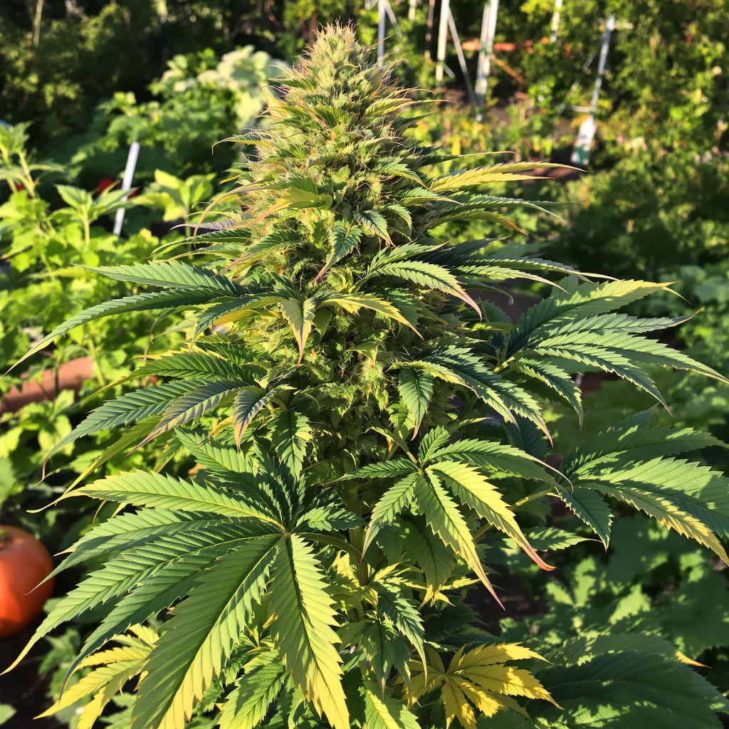 Ecto Cooler 77% indica / 23% sativa — flor con tricomas visibles