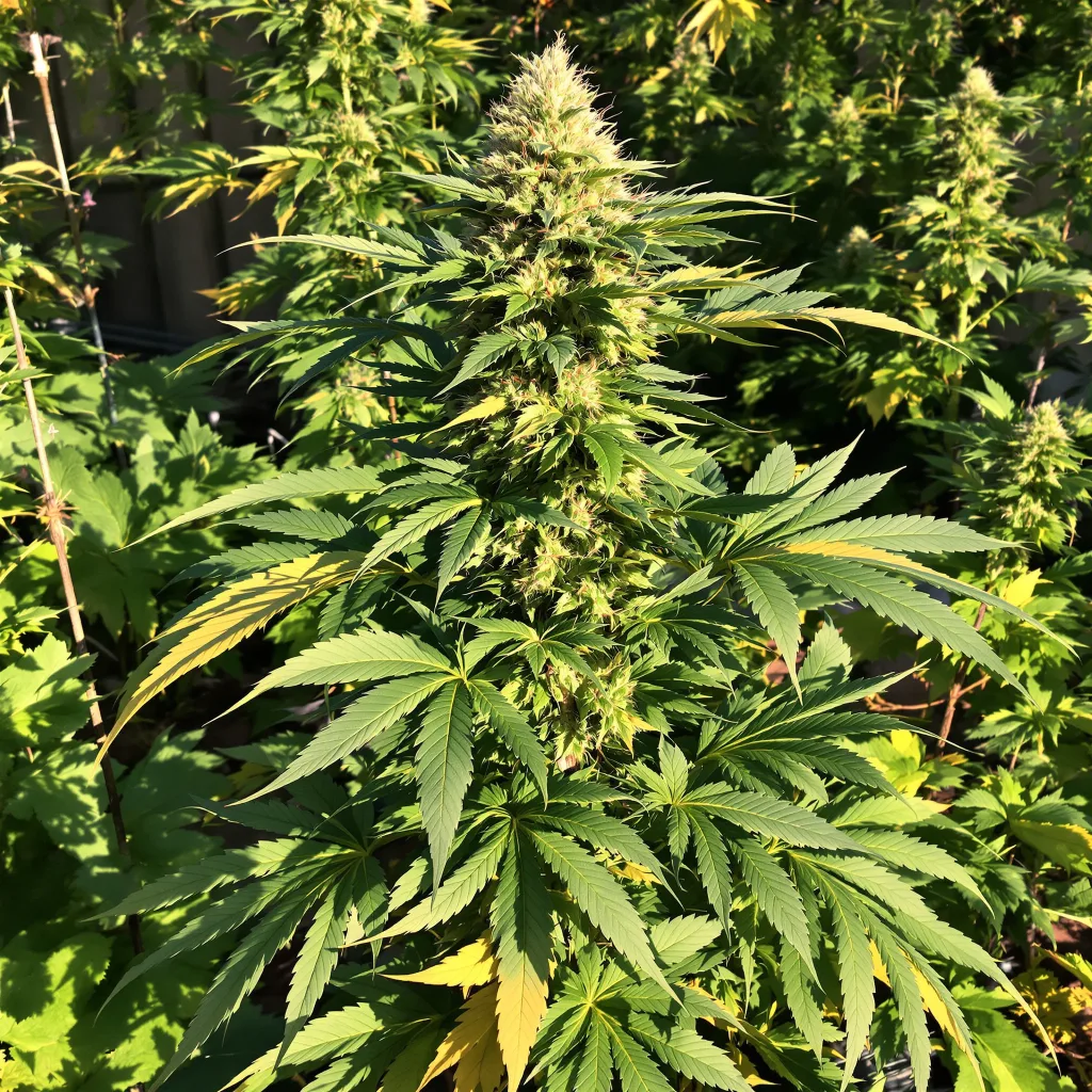 El Jefe 74% indica / 26% sativa — flor con tricomas visibles