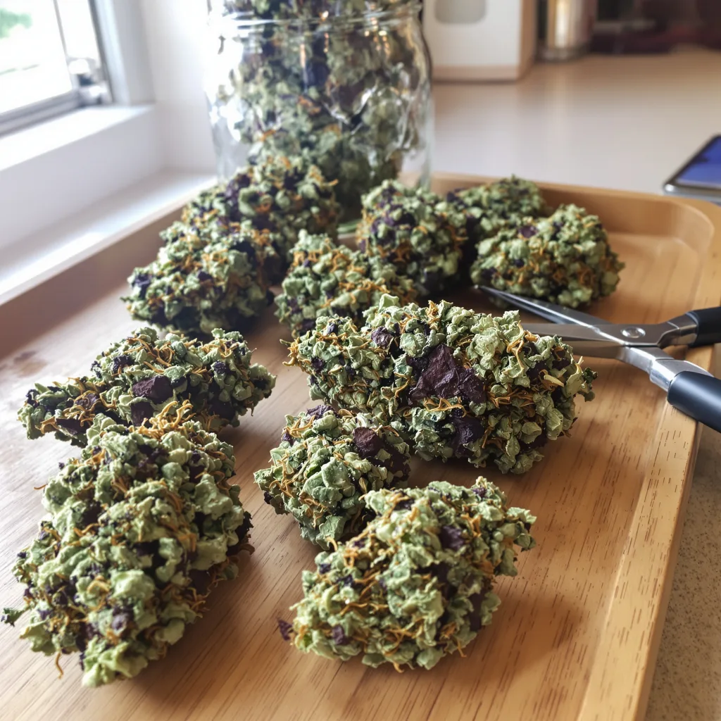 El Perro 69% indica / 31% sativa — flor con tricomas visibles