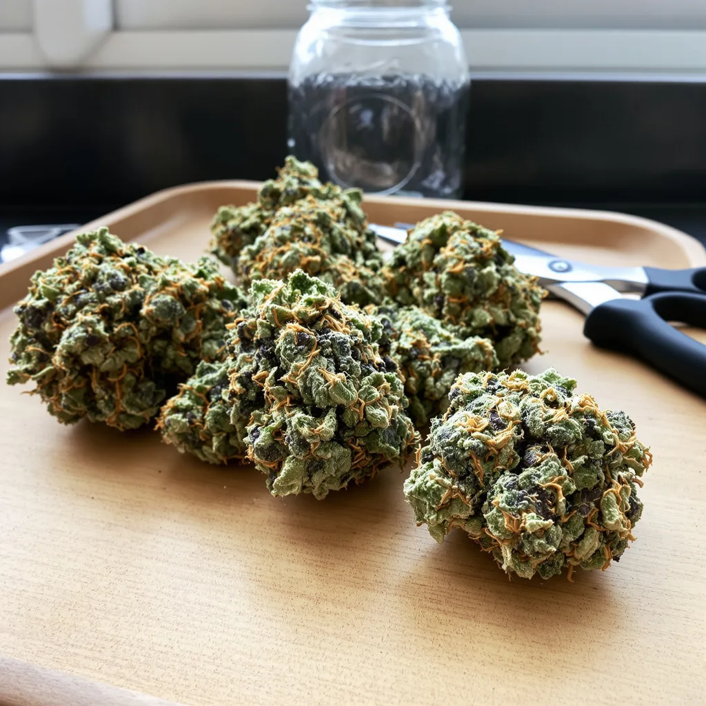 Eran Almog 85% indica / 15% sativa — flor con tricomas visibles