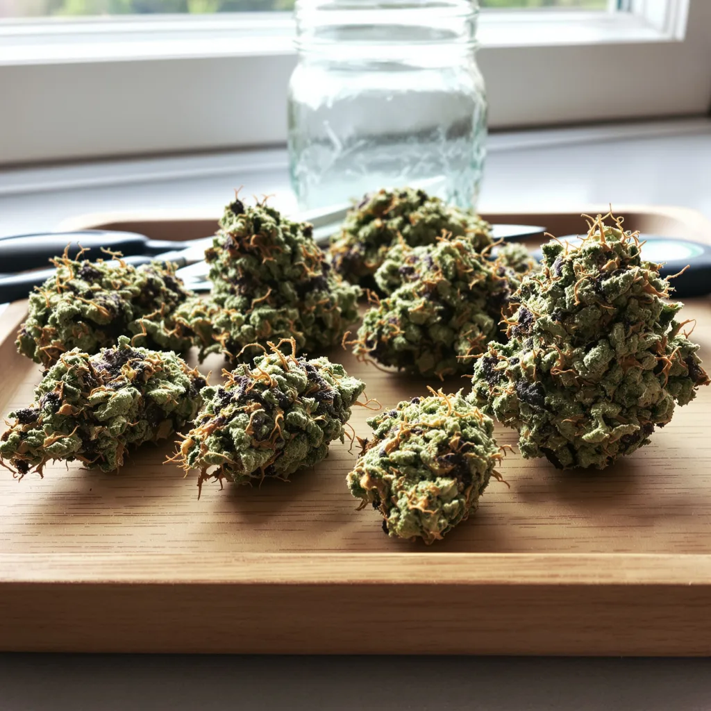 Euphoria Cookies 38% indica / 62% sativa — flor con tricomas visibles