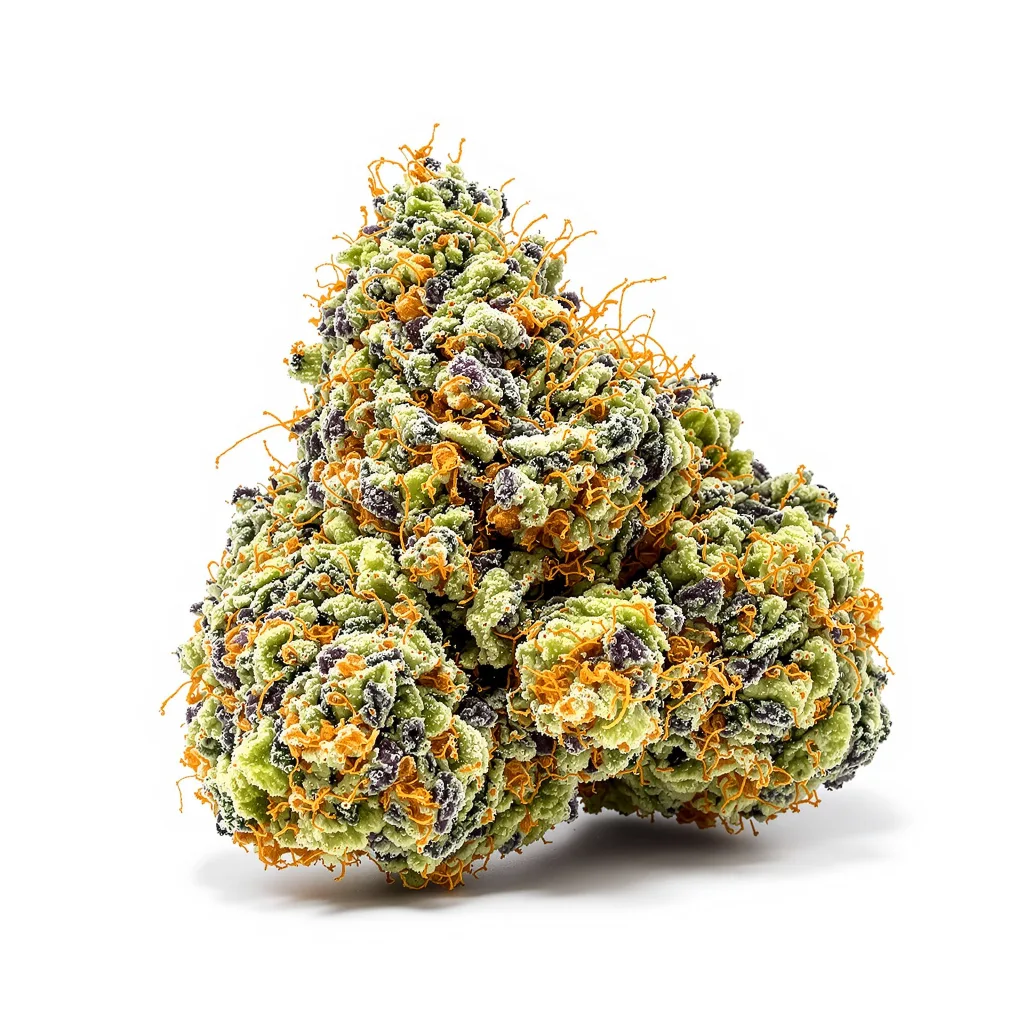 Ewok 64% indica / 36% sativa — flor con tricomas visibles