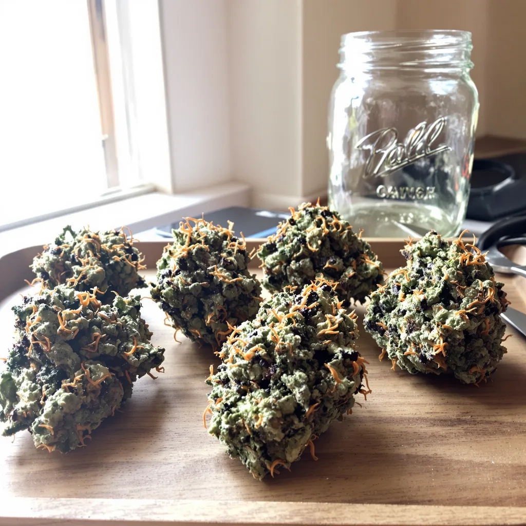 Extreme Cream 82% indica / 18% sativa — flor con tricomas visibles