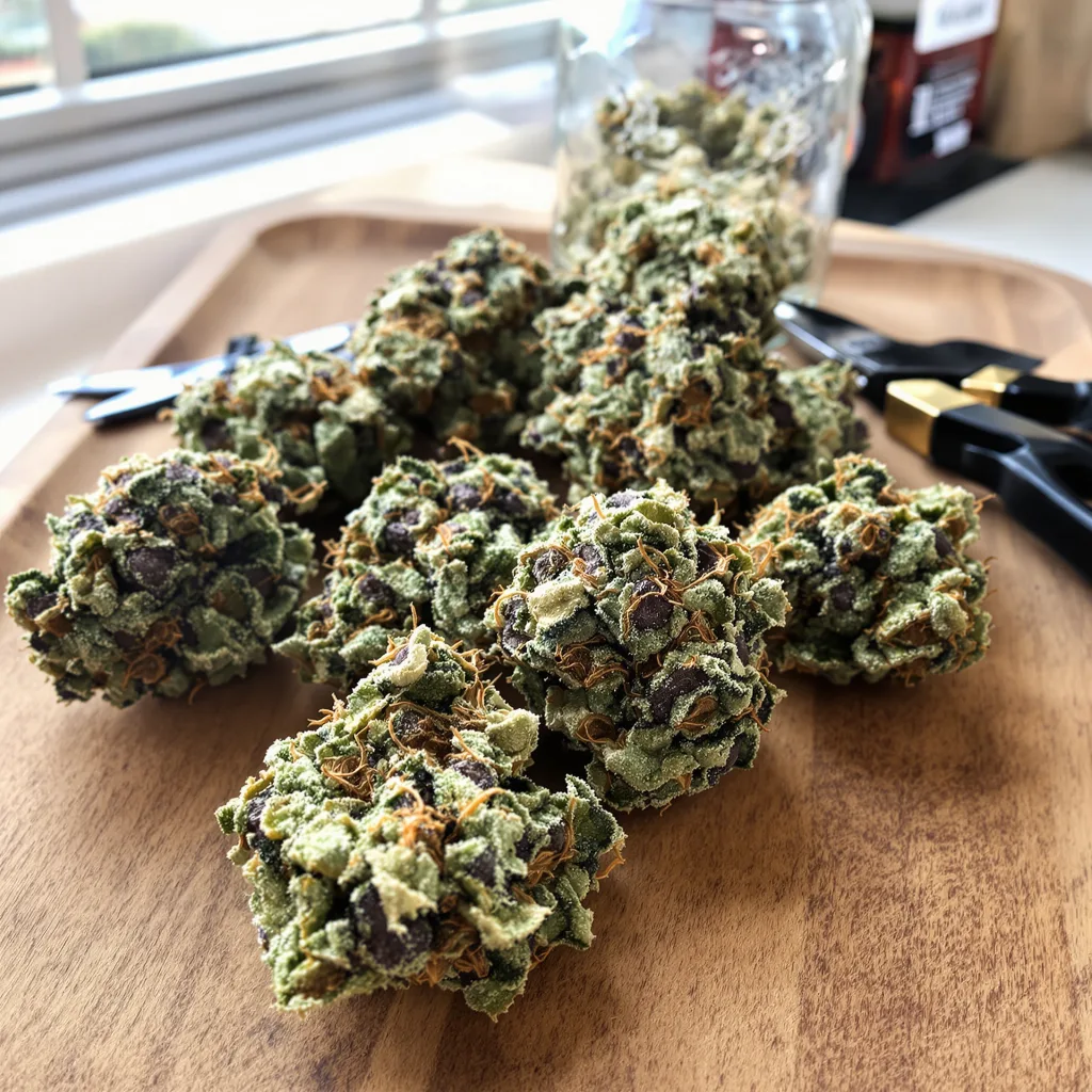 Faygo Red Pop 40% indica / 60% sativa — flor con tricomas visibles