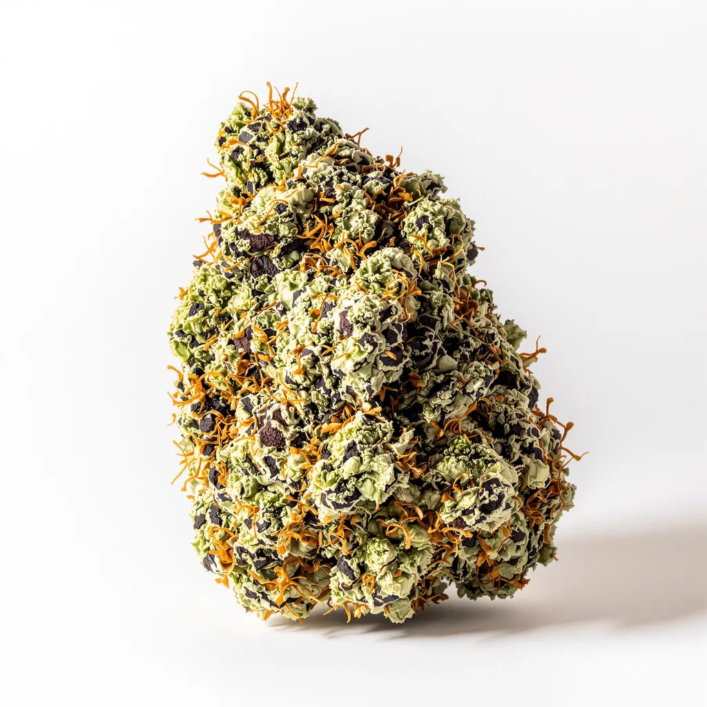 Forbidden Fruit 70% indica / 30% sativa — flor con tricomas visibles