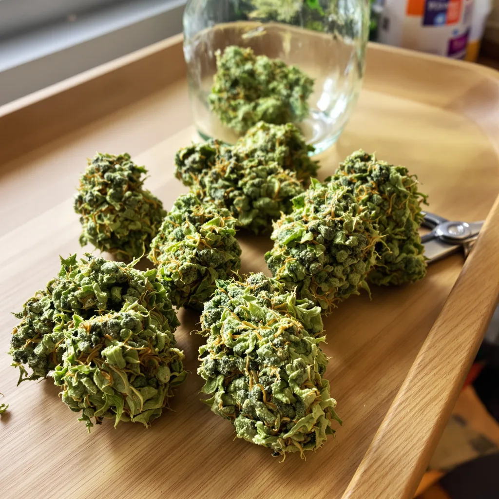 Fortune Cookies 25% indica / 75% sativa — flor con tricomas visibles