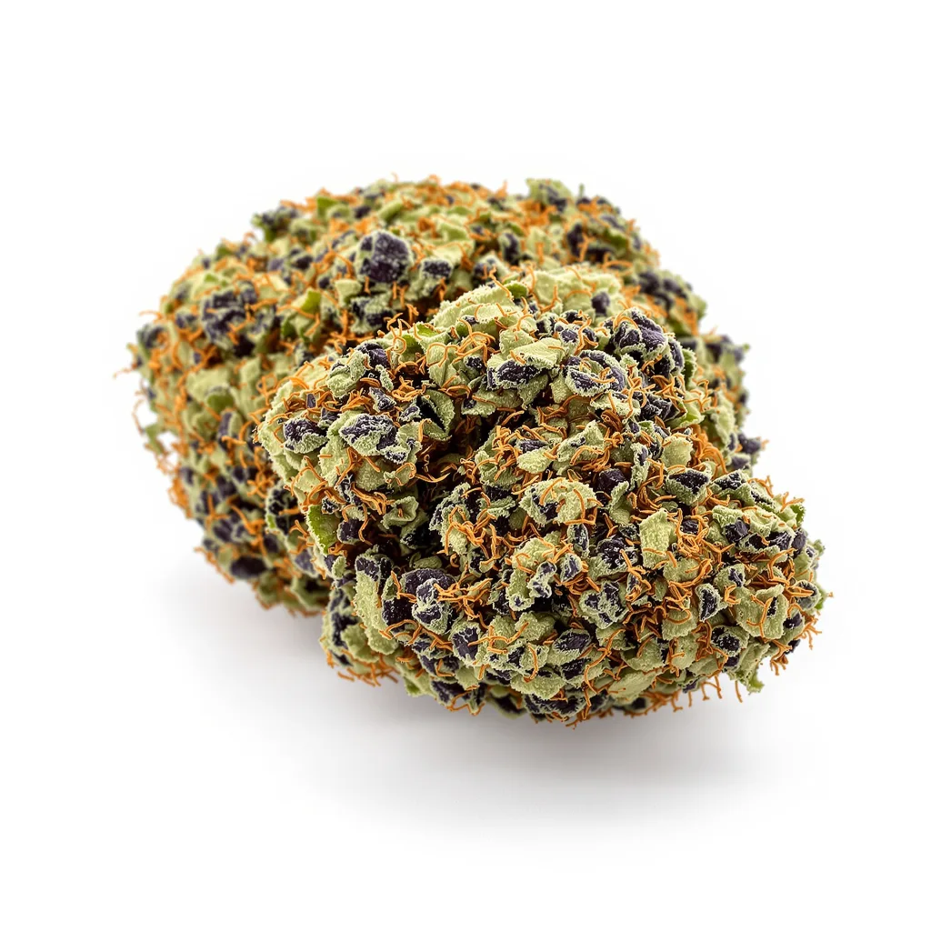 FPOG 69% indica / 31% sativa — flor con tricomas visibles