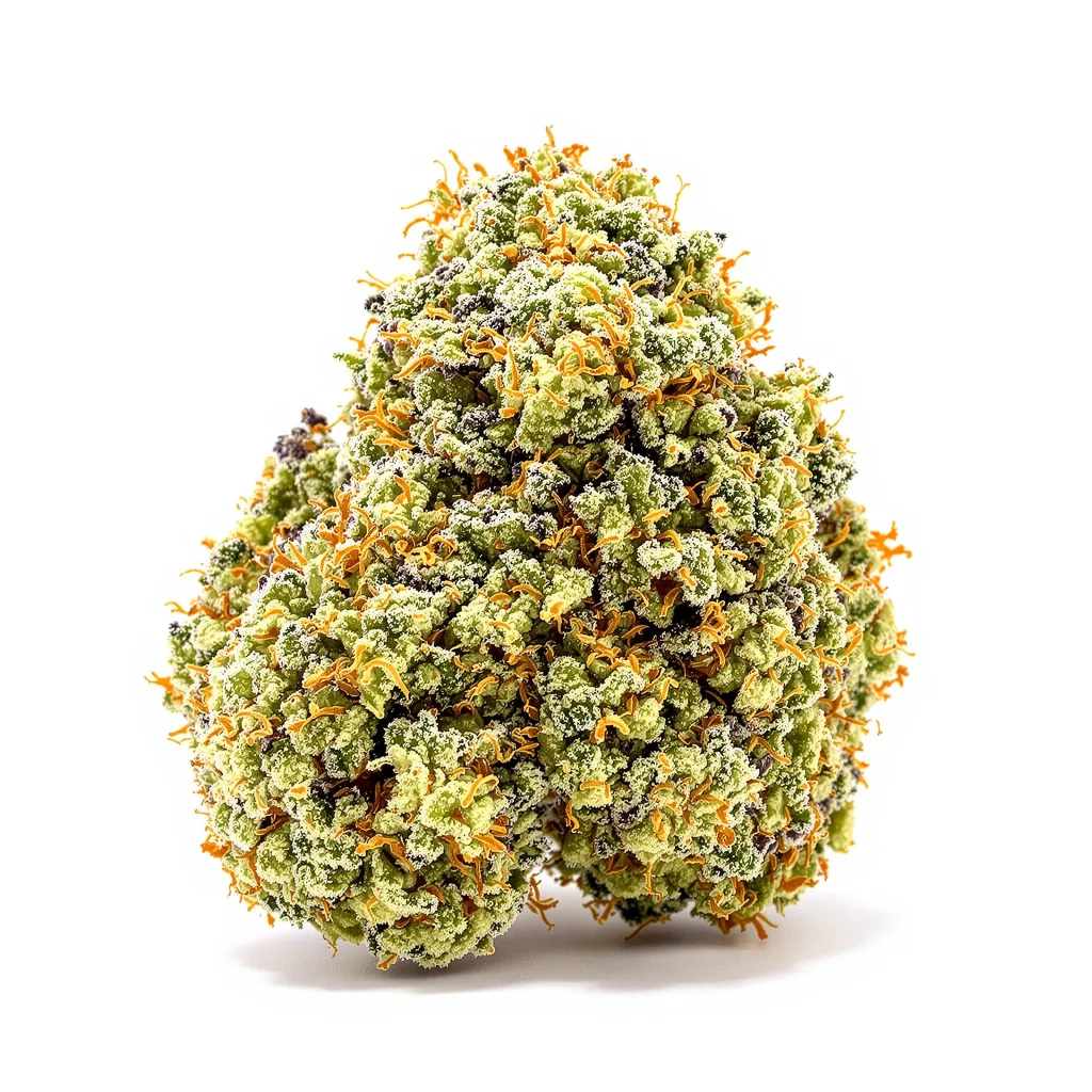 Fresh Powder 43% indica / 57% sativa — flor con tricomas visibles