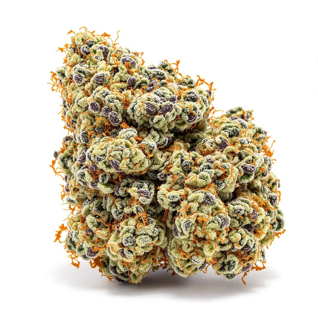 Frosty 45% indica / 55% sativa — flor con tricomas visibles