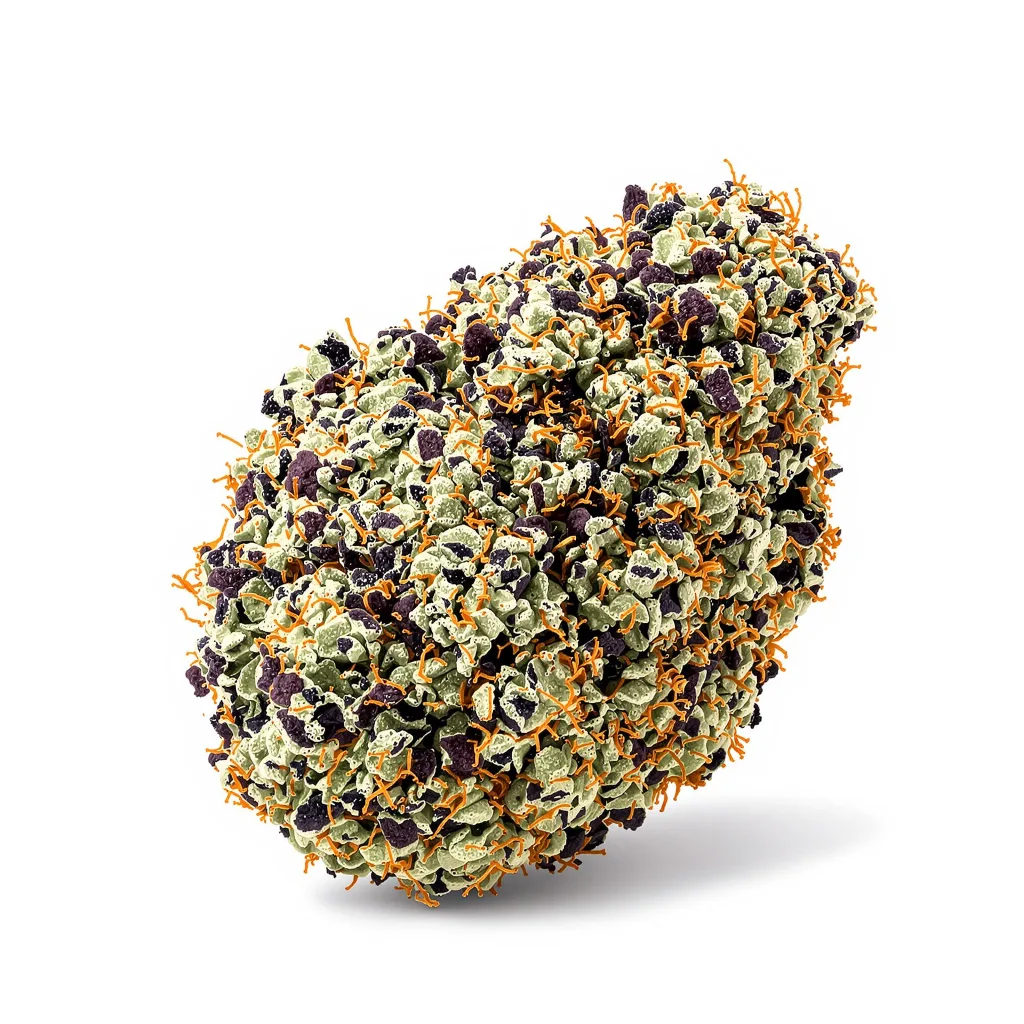 Fruity Chronic Juice 88% indica / 12% sativa — flor con tricomas visibles