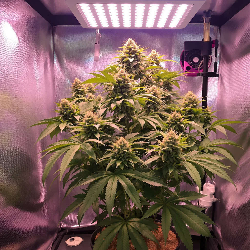 Planta de cannabis Fruity Widow en fase de floración — 90-130 cm feminizada