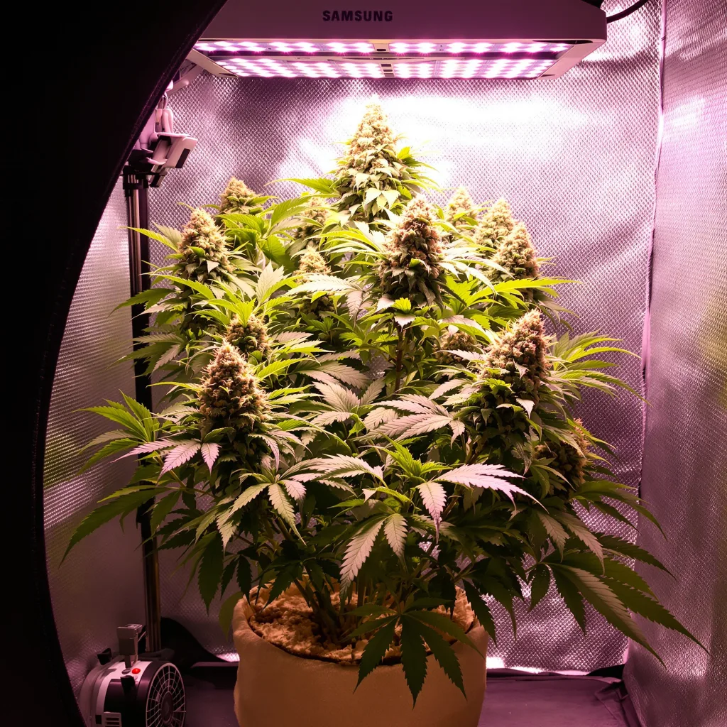 Planta de cannabis Fruitylicious en fase de floración — 60-100 cm autofloración