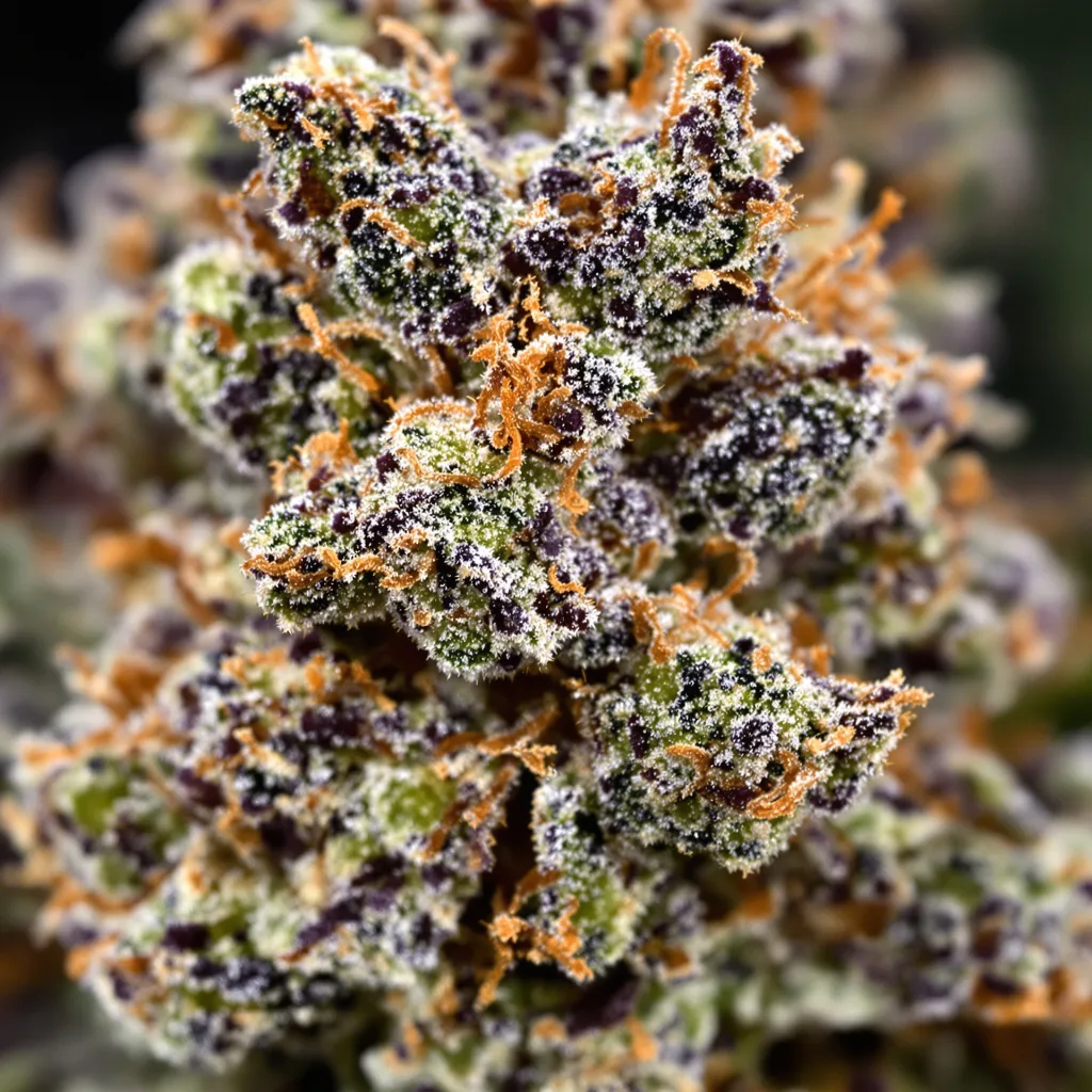 Primer plano de cogollo de cannabis Fucking Incredible mostrando cálices densos con tonos morados