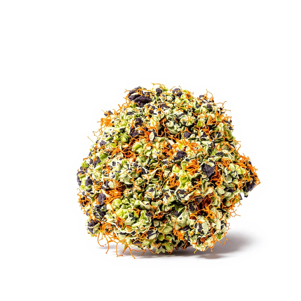 Fucking Incredible 66% indica / 34% sativa — flor con tricomas visibles