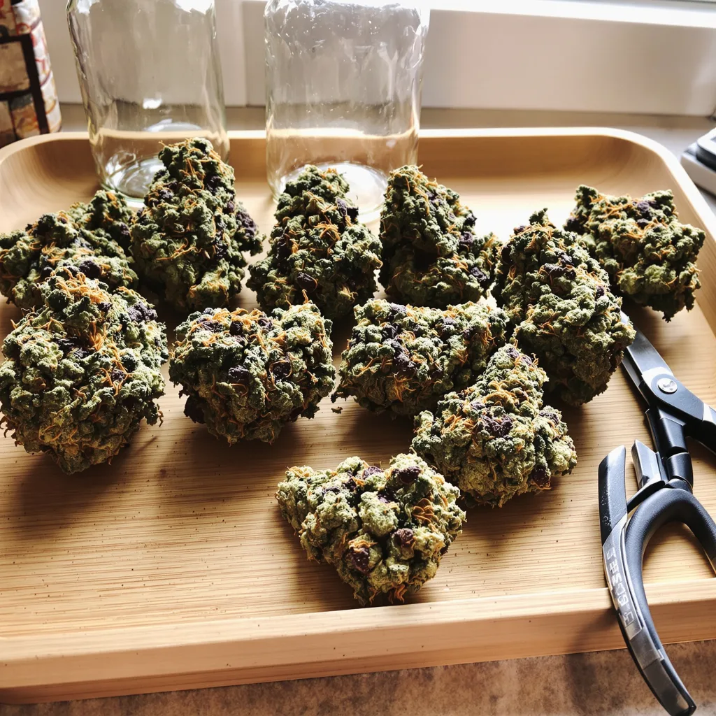 Fucking Incredible 66% indica / 34% sativa — flor con tricomas visibles