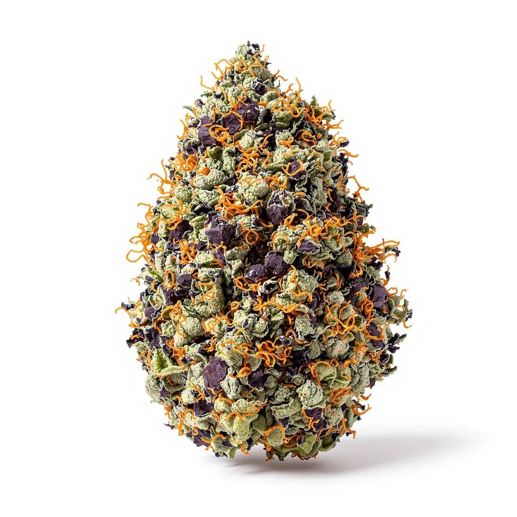 Fucking Incredible 66% indica / 34% sativa — flor con tricomas visibles