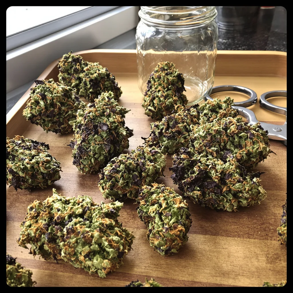 G13 Widow 65% indica / 35% sativa — flor con tricomas visibles