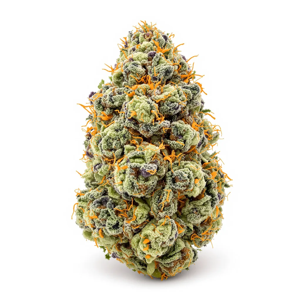 Game Changer 60% indica / 40% sativa — flor con tricomas visibles