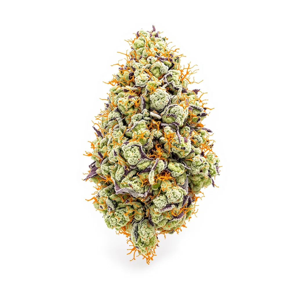 Garlic Bud 45% indica / 55% sativa — flor con tricomas visibles