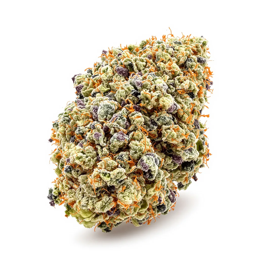 Gatekeeper OG 57% indica / 43% sativa — flor con tricomas visibles