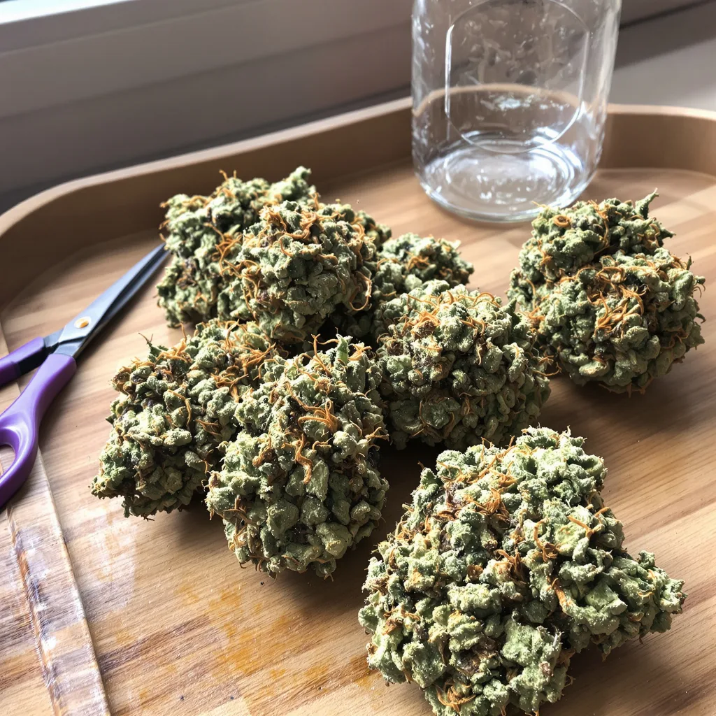 Gatekeeper OG 57% indica / 43% sativa — flor con tricomas visibles