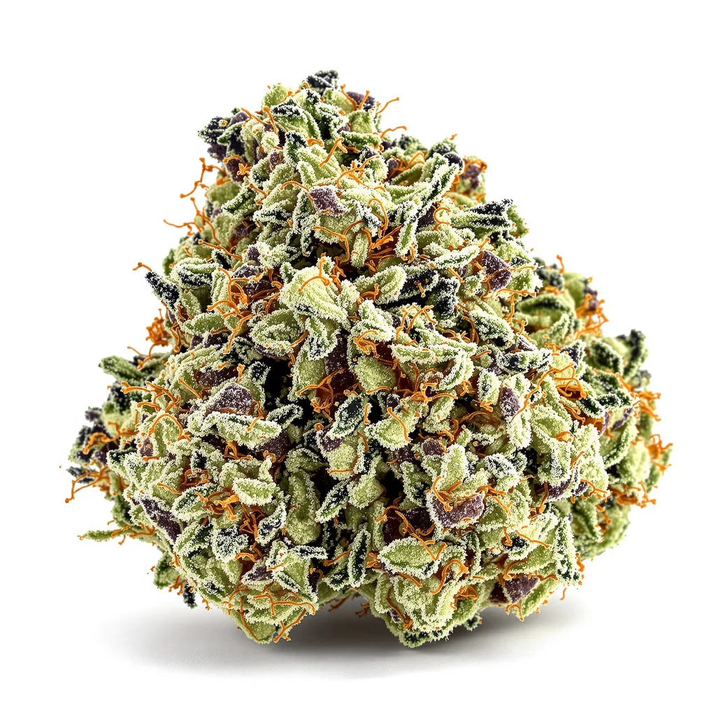 Gatekeeper OG 57% indica / 43% sativa — flor con tricomas visibles