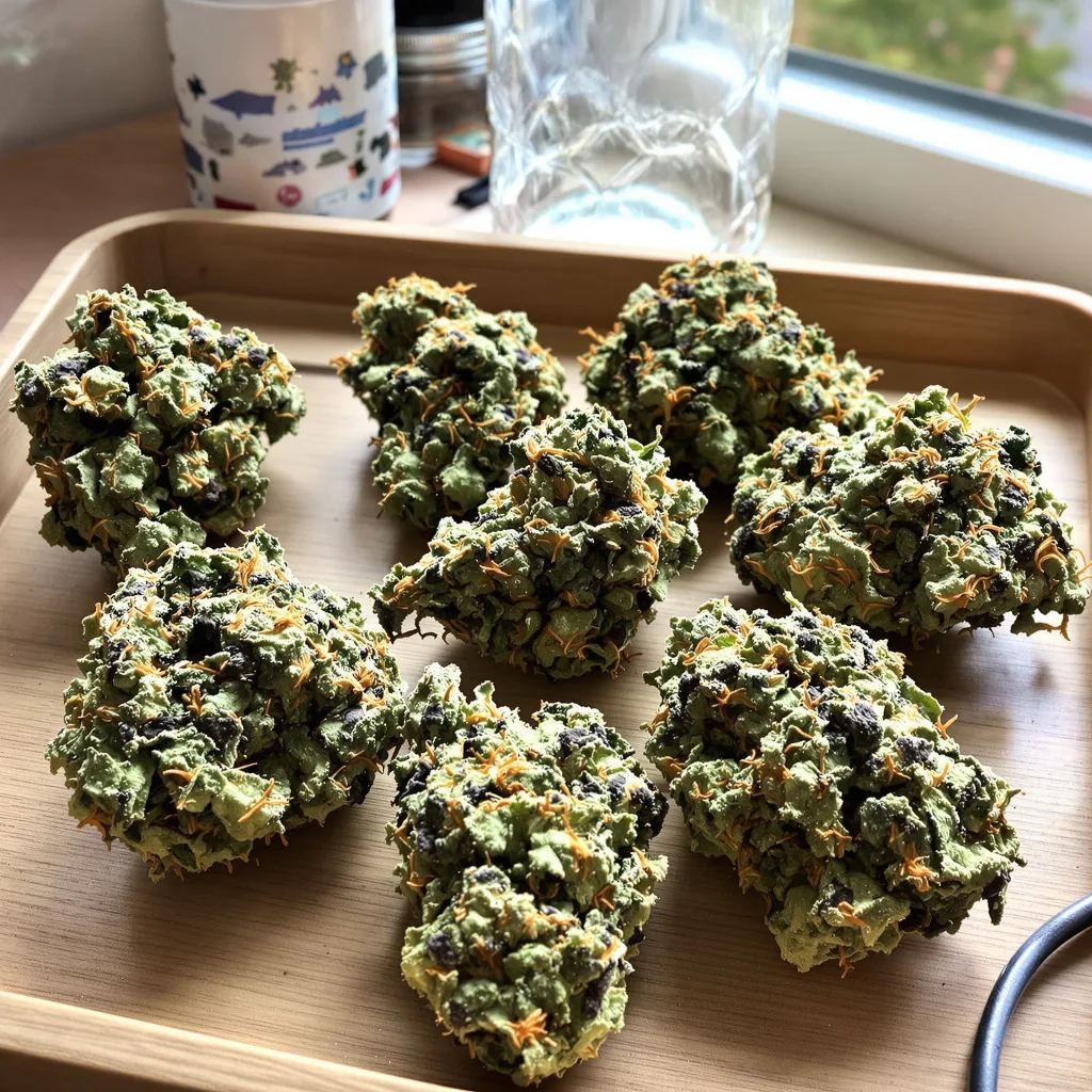 Gelato 44 36% indica / 64% sativa — flor con tricomas visibles