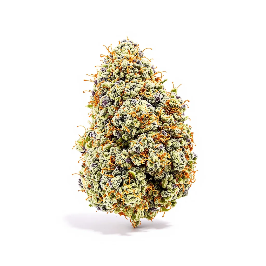Gelato 44 36% indica / 64% sativa — flor con tricomas visibles