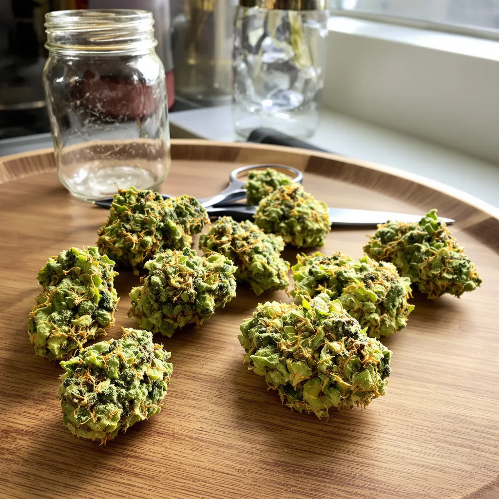 Gelato Cake 6% indica / 94% sativa — flor con tricomas visibles