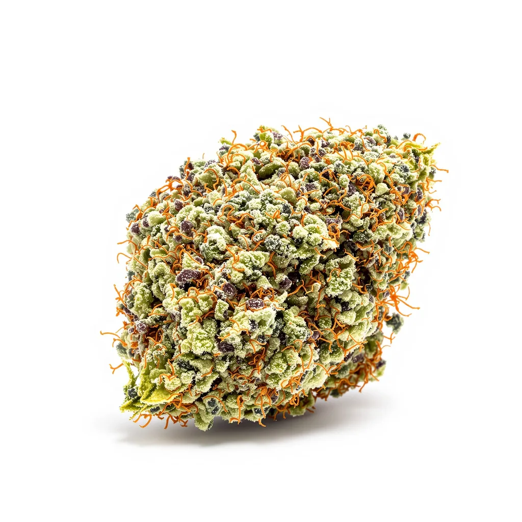 Gelato 38% indica / 62% sativa — flor con tricomas visibles