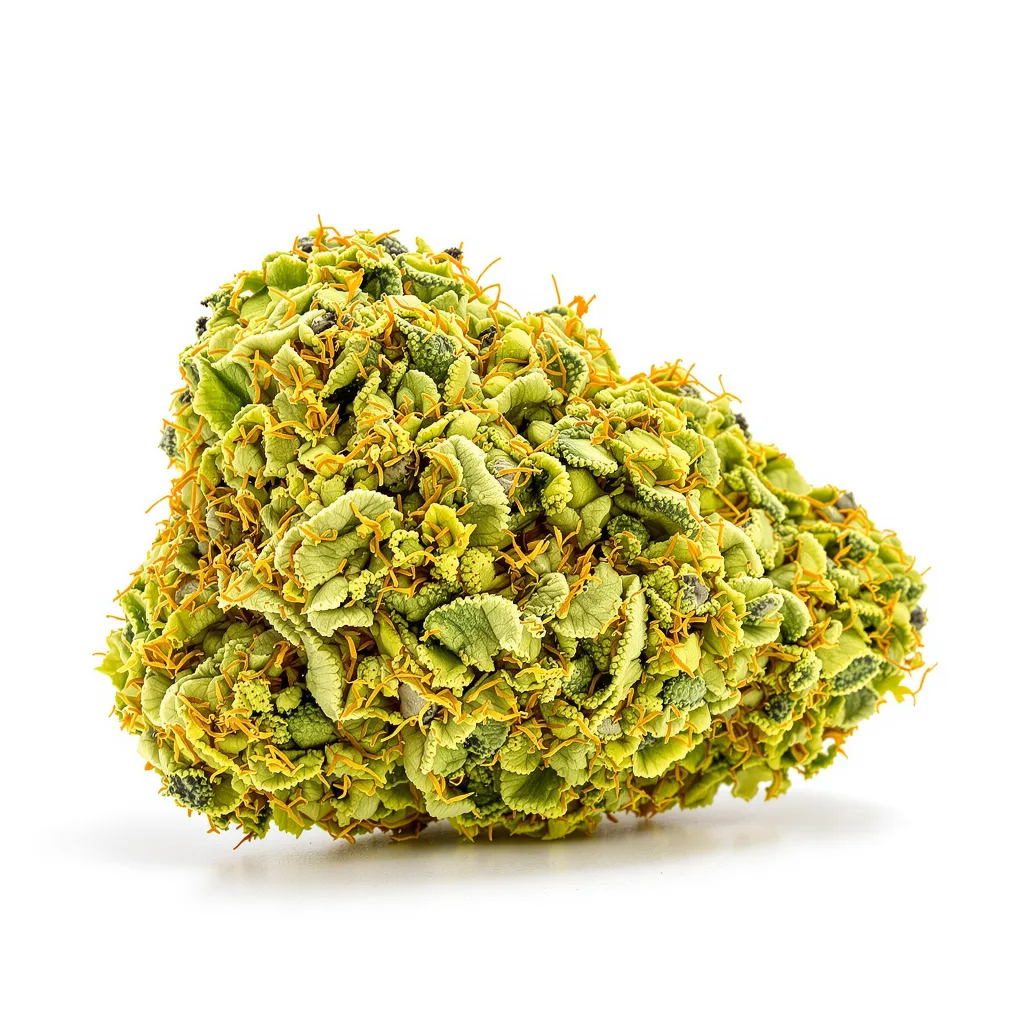 Ghost Train Haze 20% indica / 80% sativa — flor con tricomas visibles