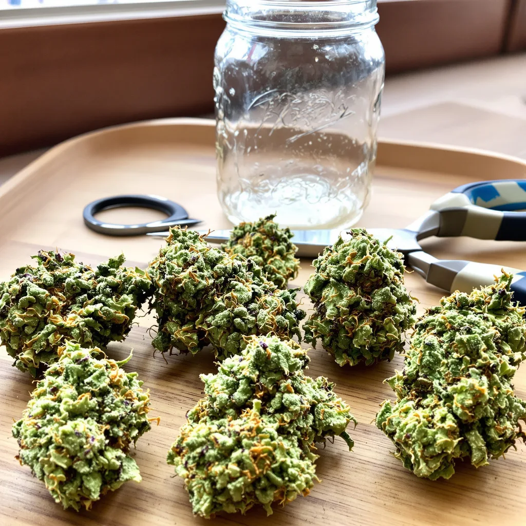 Ginger Ale 36% indica / 64% sativa — flor con tricomas visibles
