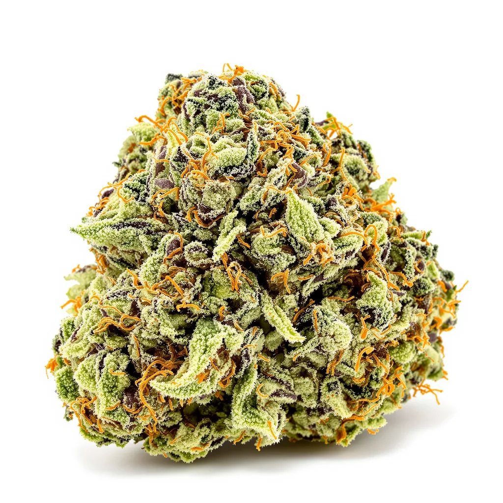 Ginger Ale 36% indica / 64% sativa — flor con tricomas visibles