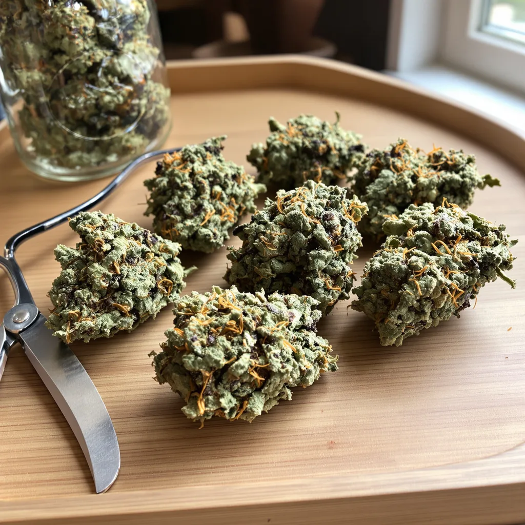 Girl Scout Cookies 37% indica / 63% sativa — flor con tricomas visibles