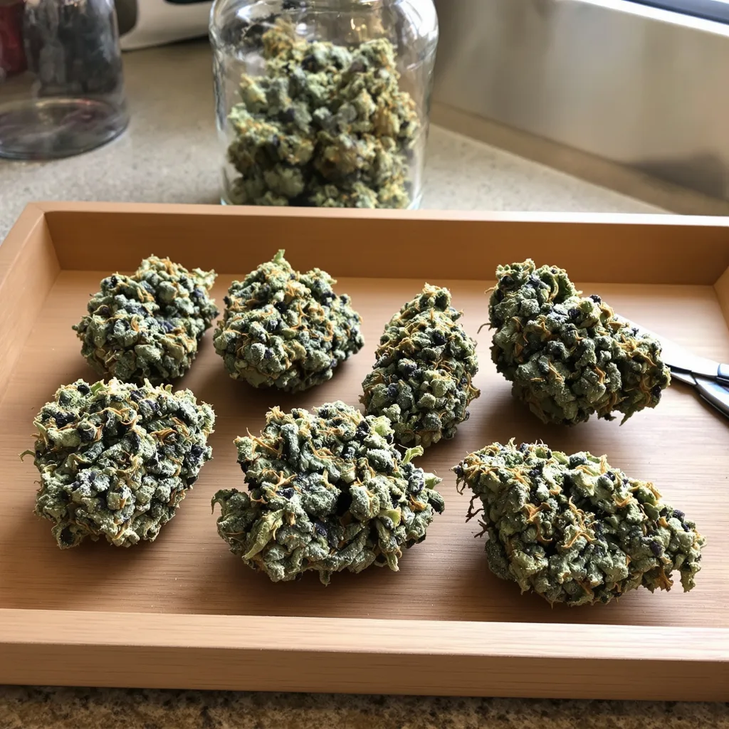 Glass Apple 42% indica / 58% sativa — flor con tricomas visibles