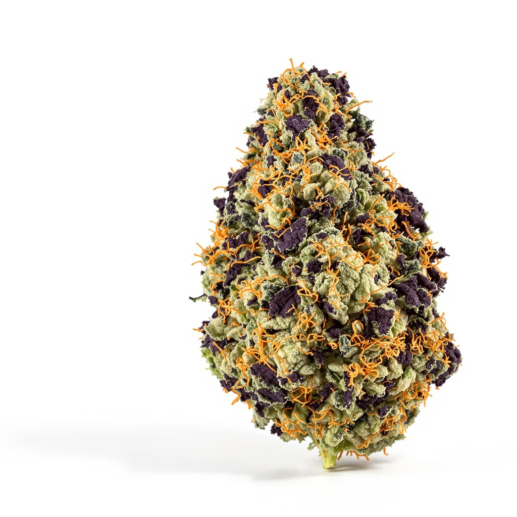 GMO Cookies 80% indica / 20% sativa — flor con tricomas visibles