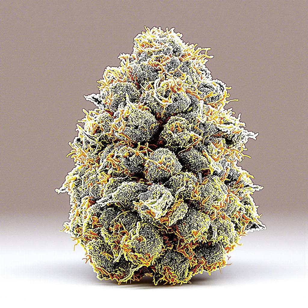 Goat Milk 36% indica / 64% sativa — flor con tricomas visibles
