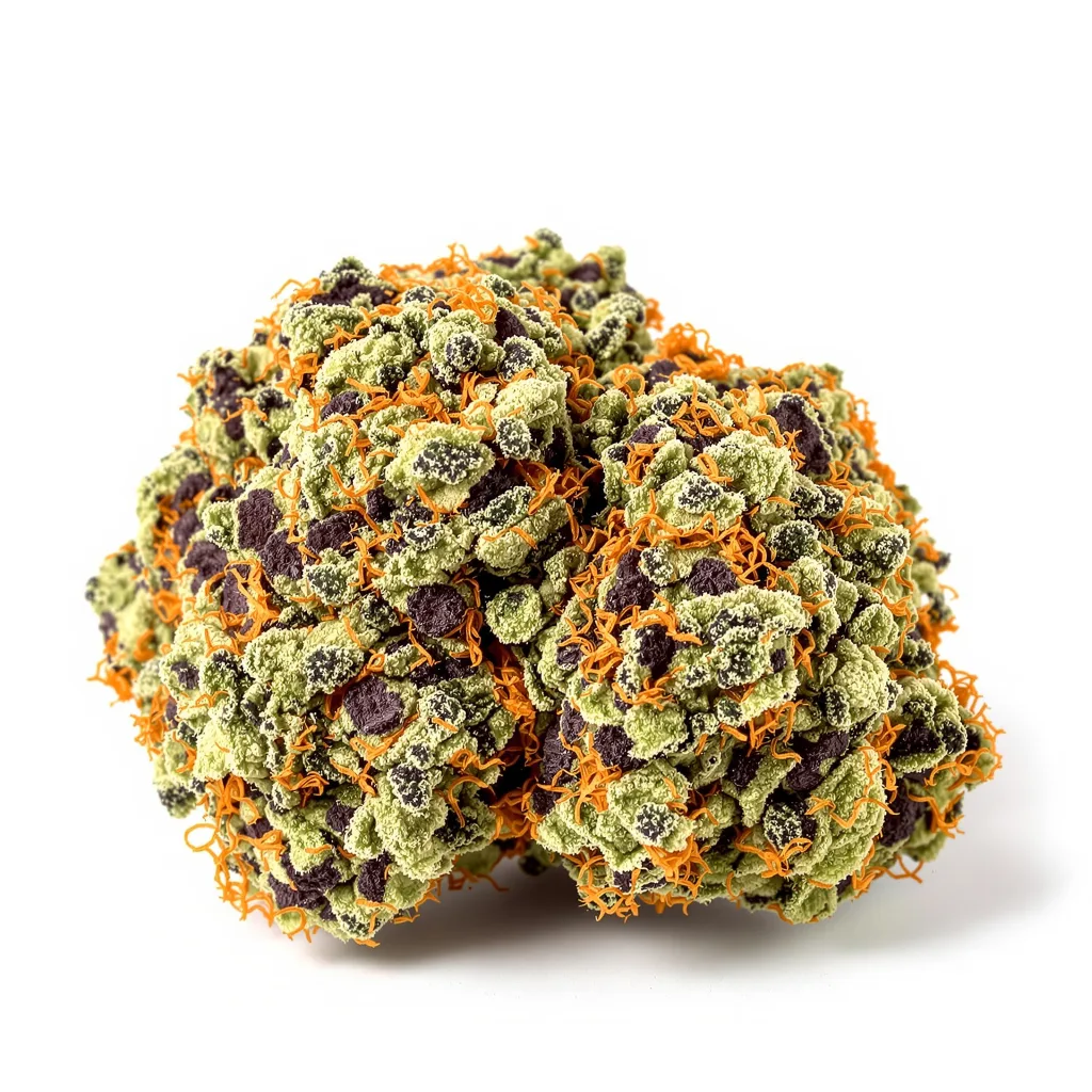Gobbilygoo 68% indica / 32% sativa — flor con tricomas visibles