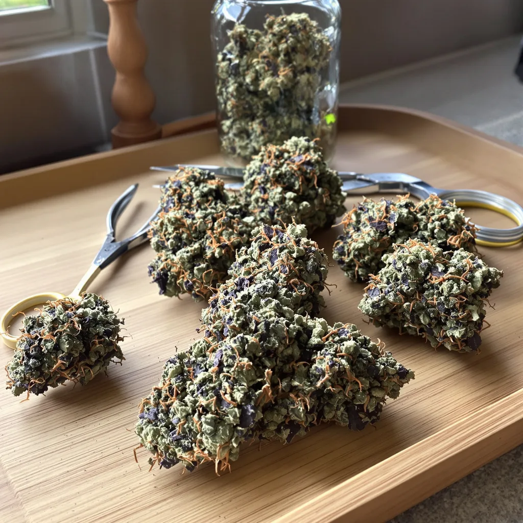 God's Gift 90% indica / 10% sativa — flor con tricomas visibles